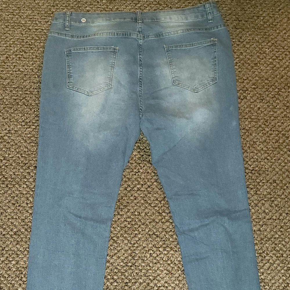 B/N Never Worn TIMEMEANS Women's Slim Ripped Hole Gradient Jeans Size XXL - Picture 2 of 6